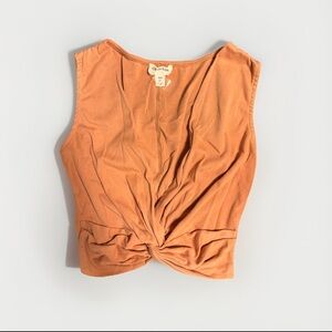 Open Edit Nordstrom Twist Front Crop Top XXS Light Orange Sleeveless